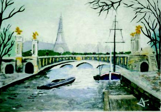 La Seine, peinture aquarelle